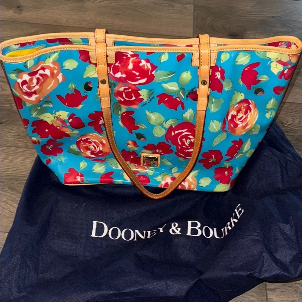 Dooney & Bourke Floral Tote Bag with Tan Straps - Picture 13 of 13